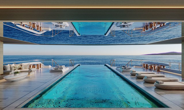 Project ELF yacht Hydraulic Pool Deck