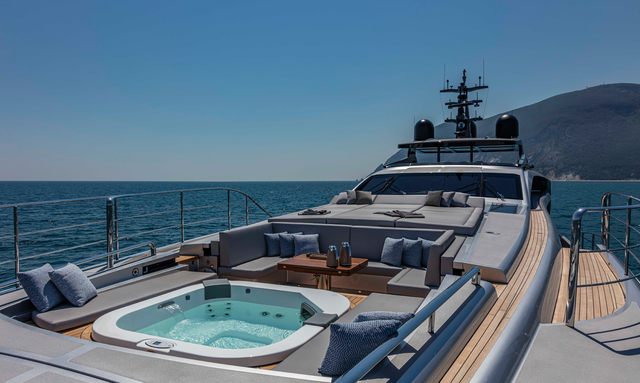 Pershing 140 yacht Hidden Foredeck Lounge