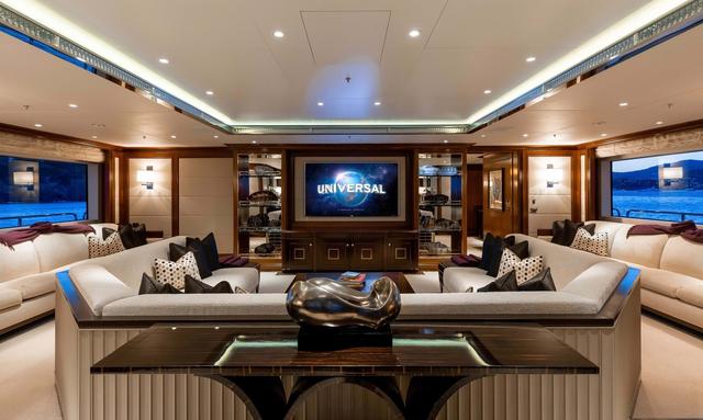 Mega Global III yacht Saloon cinema 