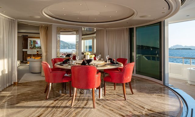 Alfa G yacht Upper Deck Dining