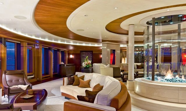 Serene yacht Statement fireplace