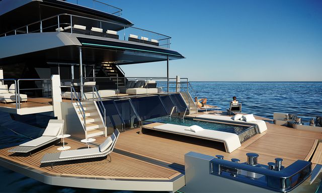 Sairu yacht Stern Pool Beach Club with Sea Terraces