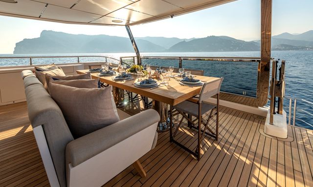 Alkhadra yacht Cockpit Dining Area