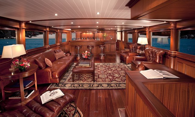 Chanticleer yacht Mahogany Saloon