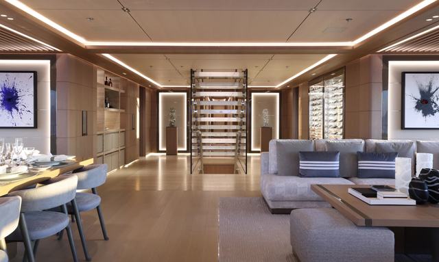 Lasata yacht Statement Central Stairway