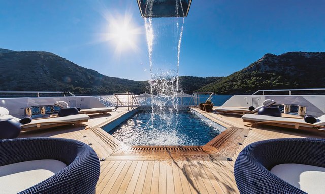 Project X yacht Pool waterfall