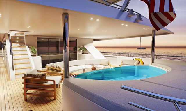 Hargrave 125 yacht Aft Deck Plunge Pool Area