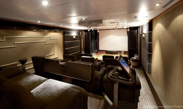 Boadicea yacht Cinema Room 