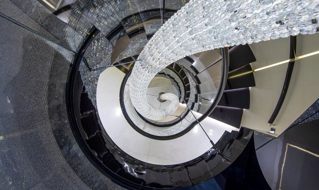 OM yacht Swarovski Crystal Staircase