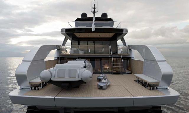 La Nostra Vita yacht Integrated tender garage with crane system