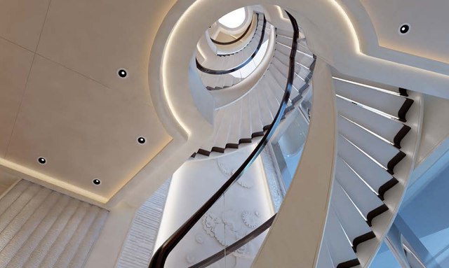 Aquarius yacht Spiral Staircase Atrium