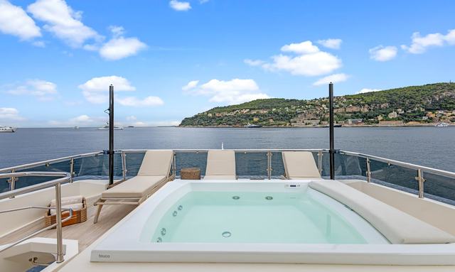 Debra One yacht Jacuzzi on the Sundeck