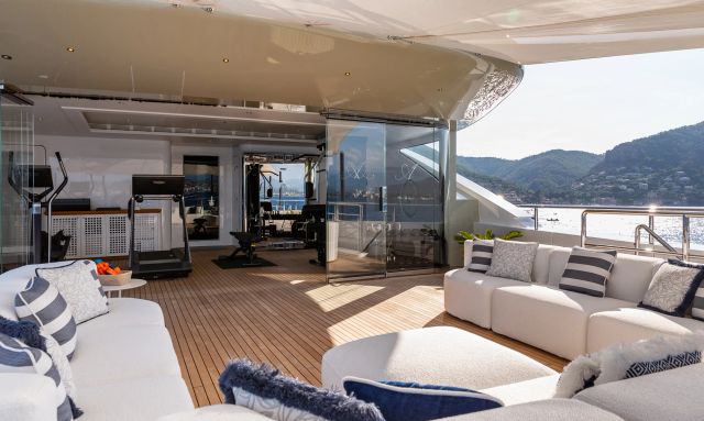 Lady A yacht Gym with Scenic Views