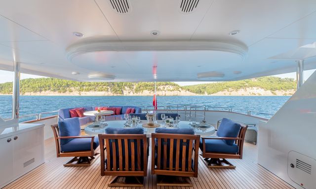 Lady Lucy yacht Outdoor Dining Aft