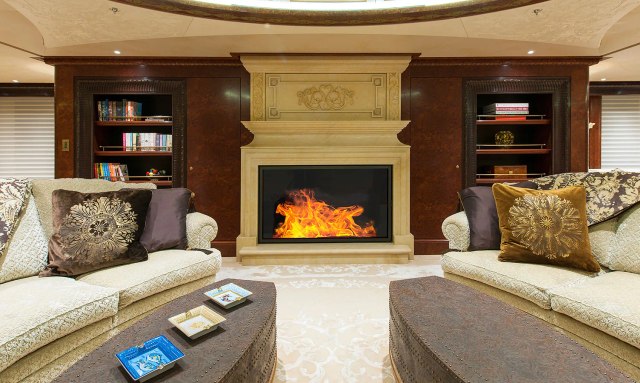 Elysian yacht Statement fireplace