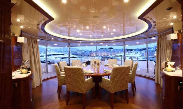 Everblue yacht Upper Dining Area