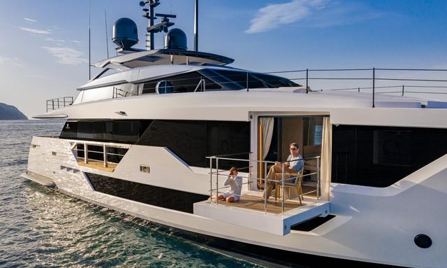 Sazel yacht Fold-down balcony from master suite