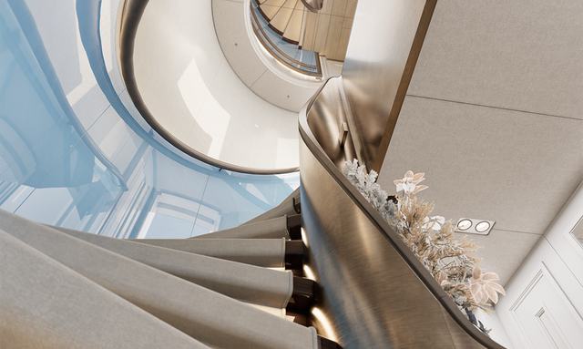 Lollipop yacht Central Staircase