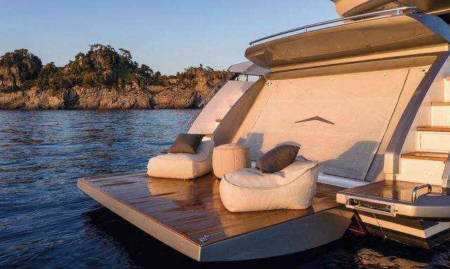 Apricity yacht Floating Beach Club Stern