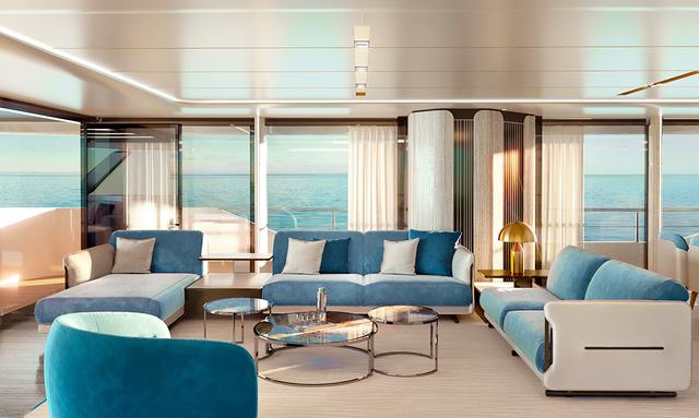 Astera yacht Skylounge with opening balconies