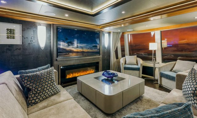 Serenity yacht Statement fireplace