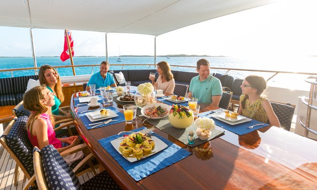 Lady J yacht Al Fresco Dining Deck