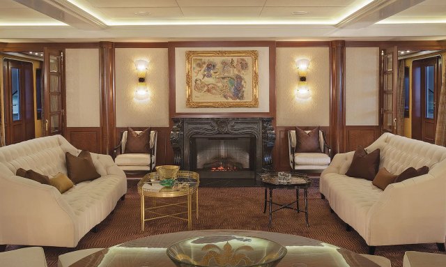 Attessa IV yacht Statement fireplace