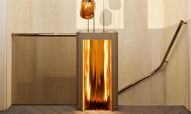Martinique / 10 yacht Sculptural central staircase with glass feature light