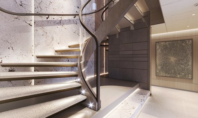 Stella M yacht Floating Staircase