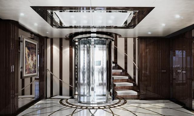 Spectre yacht Glass elevator 