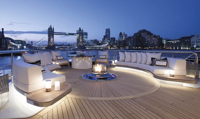 Whisper yacht Sundeck with firepit