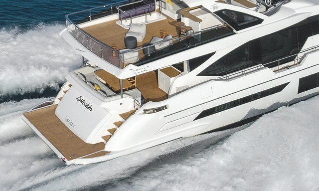 Lastochka yacht Beach club with integrated tender garage