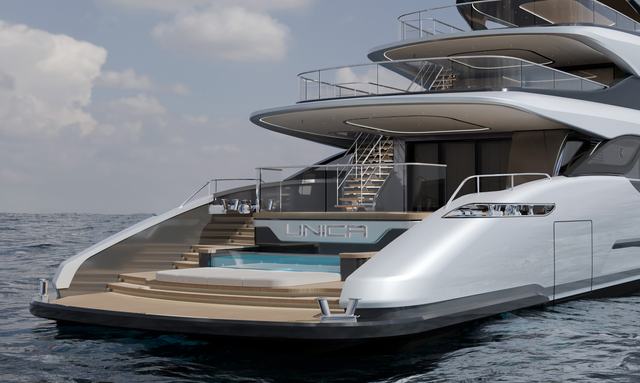 Unica 45M/ 03 yacht Three-Tier Stern Beach Club