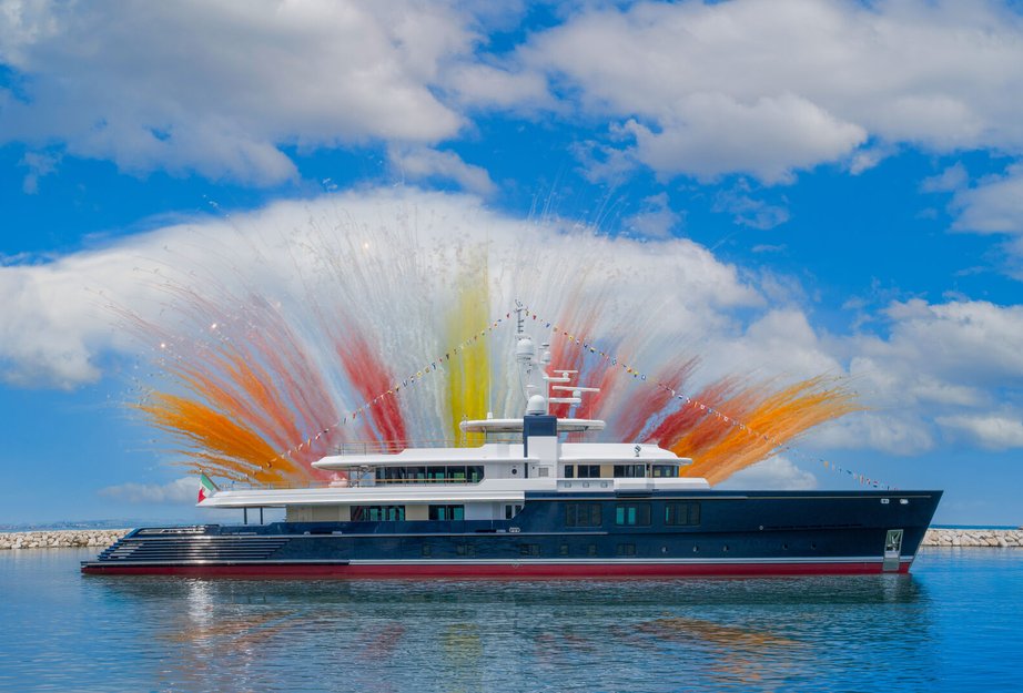 70m CRN Superyacht Project Thunderball Hits the Water in Ancona