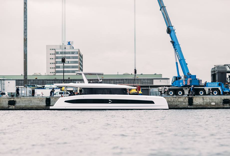 First Pioneer PY60 Solar-Electric Catamaran Enters the Water Ahead of Cannes Debut