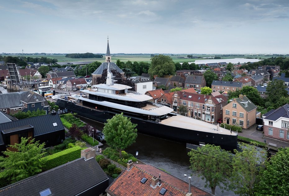 80m Feadship Superyacht Thalassa (Project 826) Spotted Navigating Dutch Canals Ahead of Sea Trials