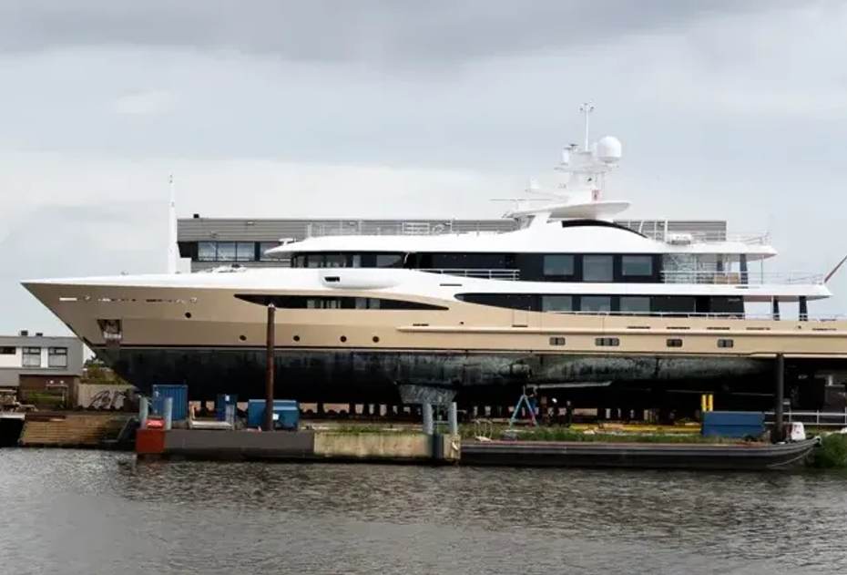 55m Amels 180 Superyacht Amigos Arrives at Royal Balk Shipyard for Major Refit
