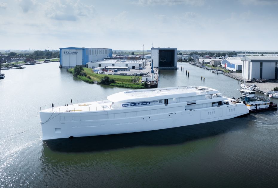 First Look: Secretive Feadship 80m Superyacht Project 1015 Begins Outfitting Phase