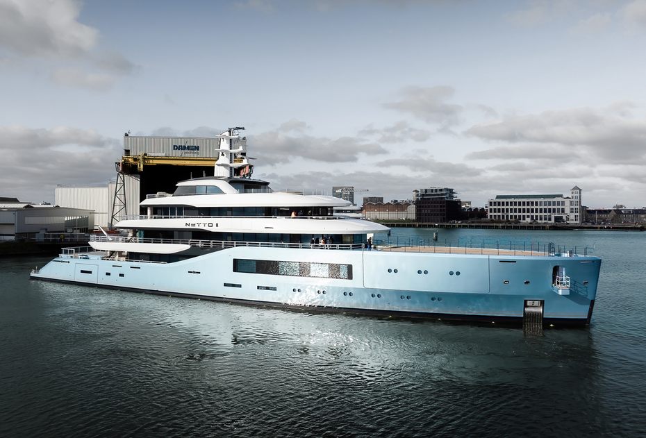 Second Amels 80 Superyacht Netto II Launched in Vlissingen with Dolphin Blue Hull