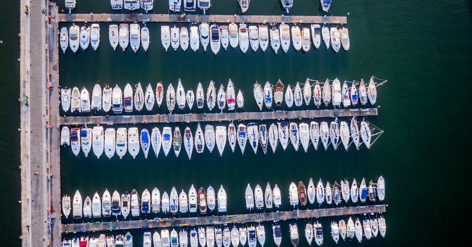 Aerial view of the viareggio's port in italy