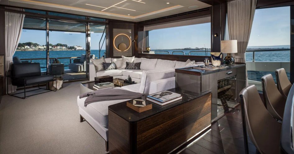 Overview of the main deck onboard Sunseeker 88 Yacht.