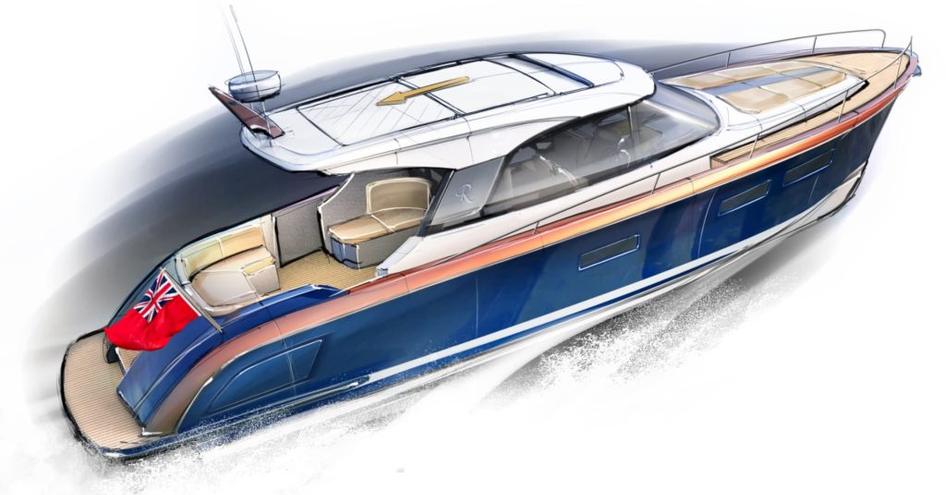 Rendering of Rustler 41 motor yacht 