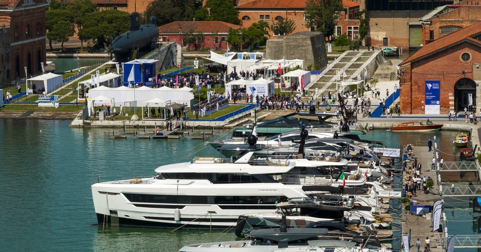 Overhead view looking down on the Venice Boat Show