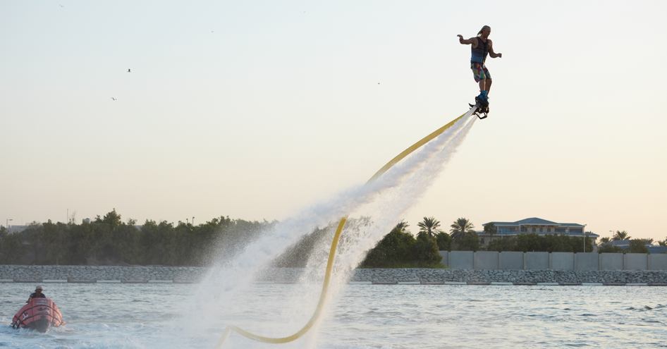 Flyboarding demonstration at Abu Dhabi International Boat Show