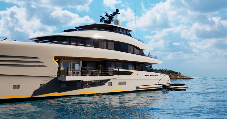 alia yachts close up port-side showing opening balconies 