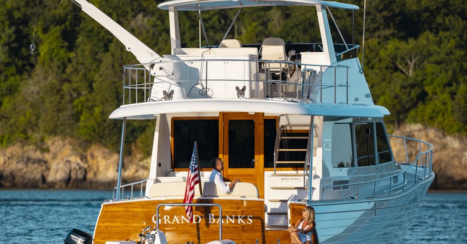 Grand Banks 54 aft shot on anchor