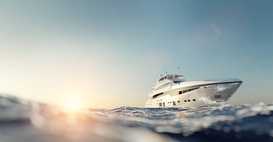 water surface shot of yacht in international waters