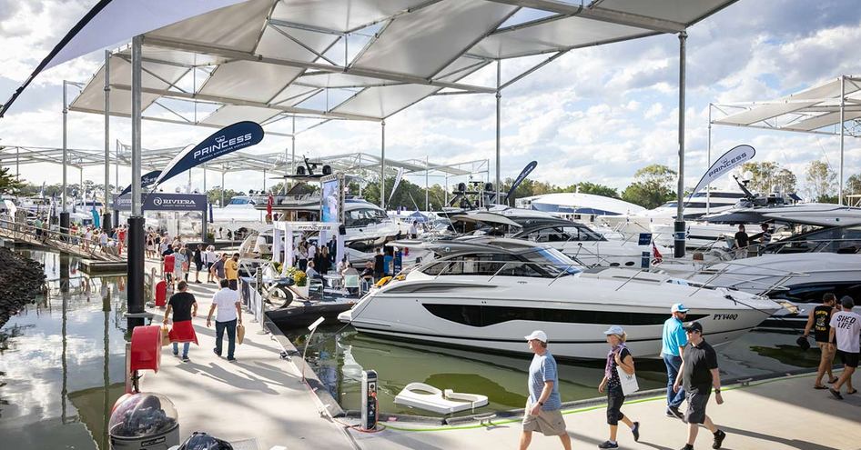 Display of Princess yachts for sale at the Sanctuary Cove International Boat Show