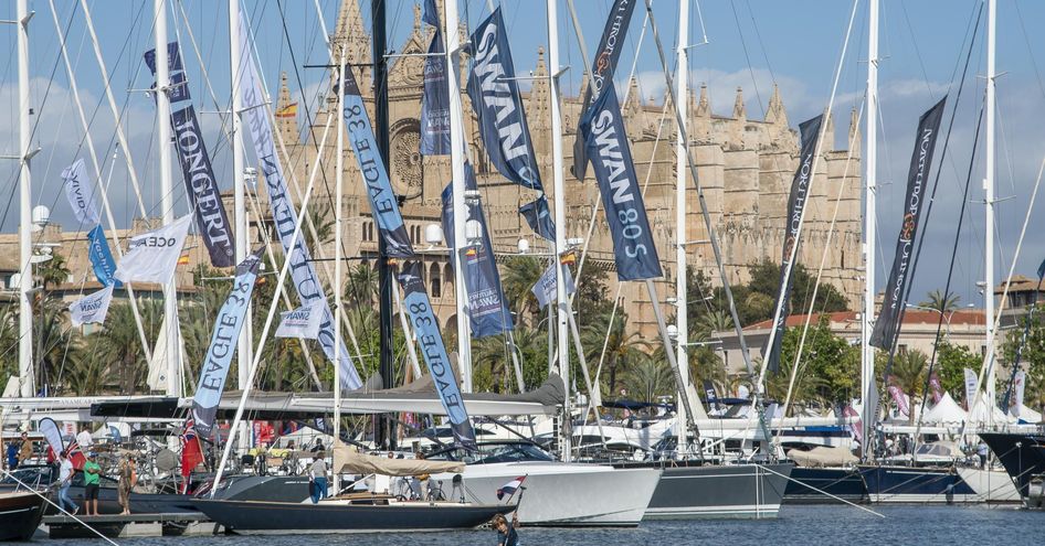 Sailing boats berthed at Marina Moll Vell, Palma de Mallorca.