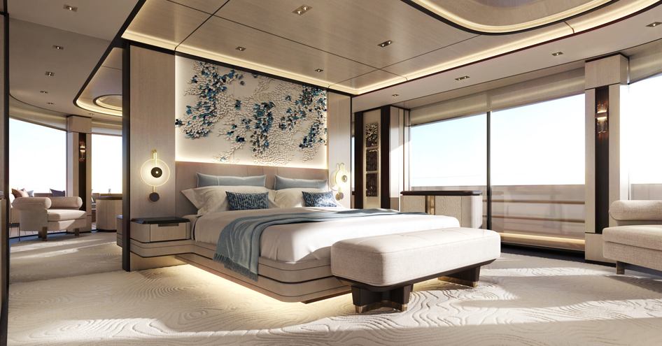 The cabins aboard the Admiral Panorama 53 provide expansive views through large windows